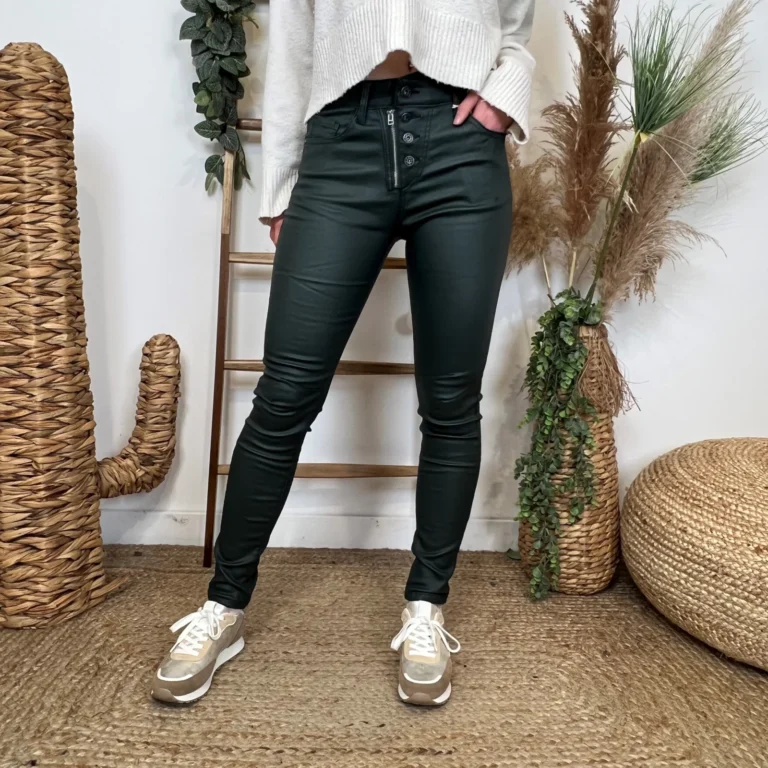 P068- Jean Enduit Melly&Co fourré (T34-T42) - vert-sapin - 42