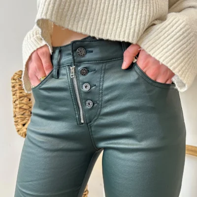 P068- Jean Enduit Melly&Co fourré (T34-T42) - vert-sapin - 42