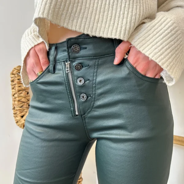 P068- Jean Enduit Melly&Co fourré (T34-T42) - vert-sapin - 42