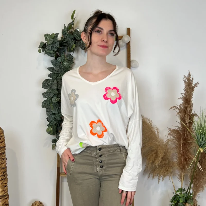 T-Shirt marguerites (Tu) - blanc - taille-unique