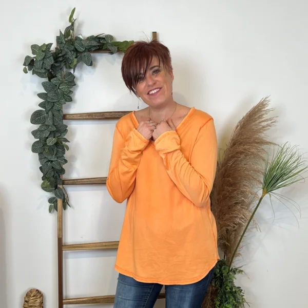 I923 - T-shirt délavé étoile (TU) - orange - taille-unique