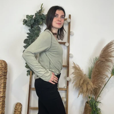 I923 - T-shirt délavé étoile (TU) - kaki - taille-unique