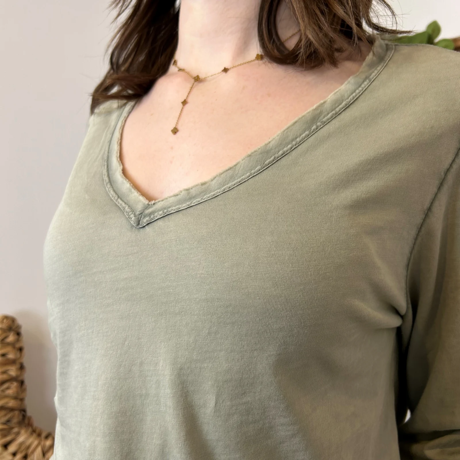 I923 - T-shirt délavé étoile (TU) - kaki - taille-unique