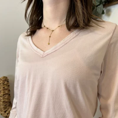 I923 - T-shirt délavé étoile (TU) - rose-pale - taille-unique