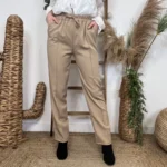 Pantalon taille élastique (Tu) - camel - taille-unique