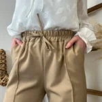 Pantalon taille élastique (Tu) - camel - taille-unique