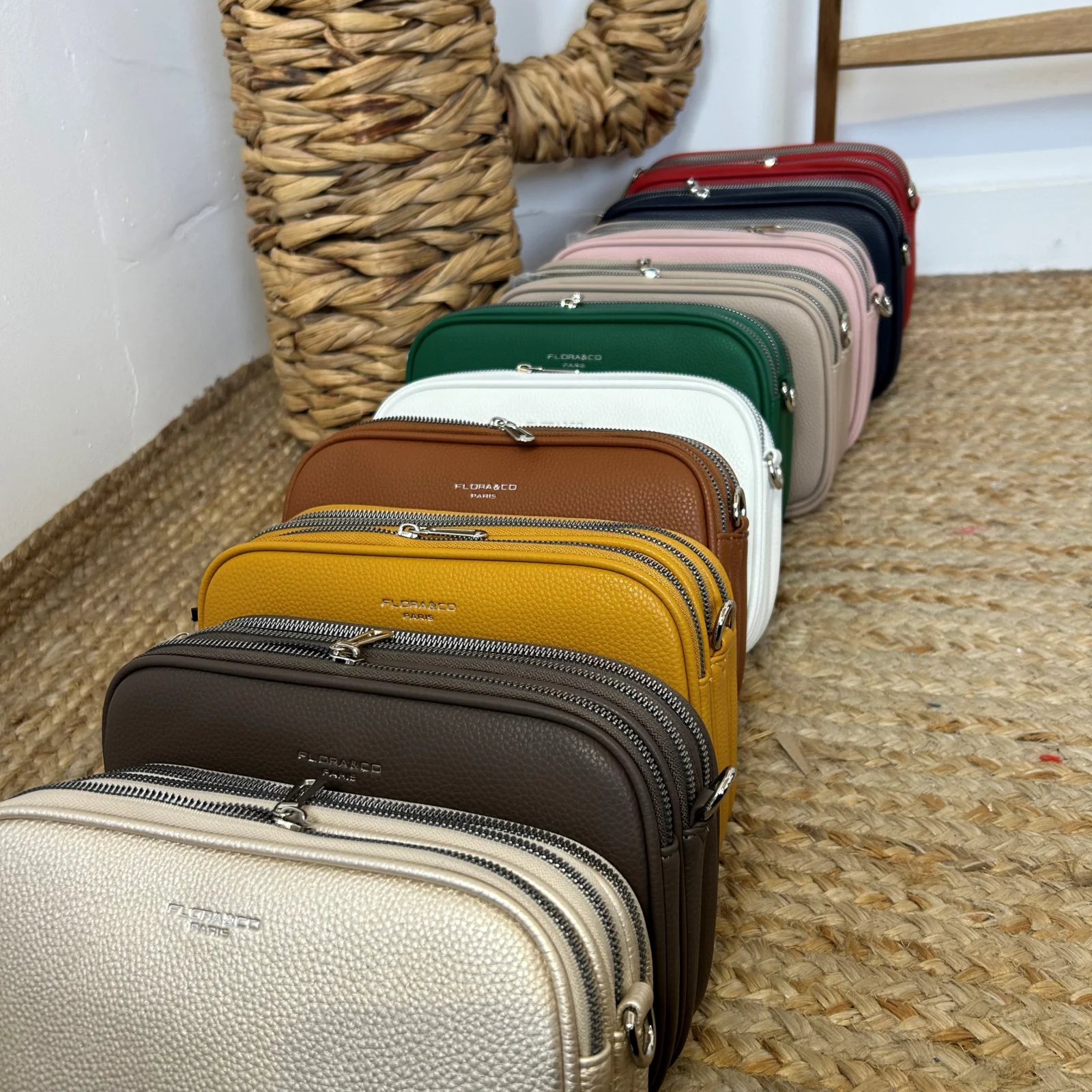 P426- Sac 3 poches Flora&Co - rose-pale - sans-taille