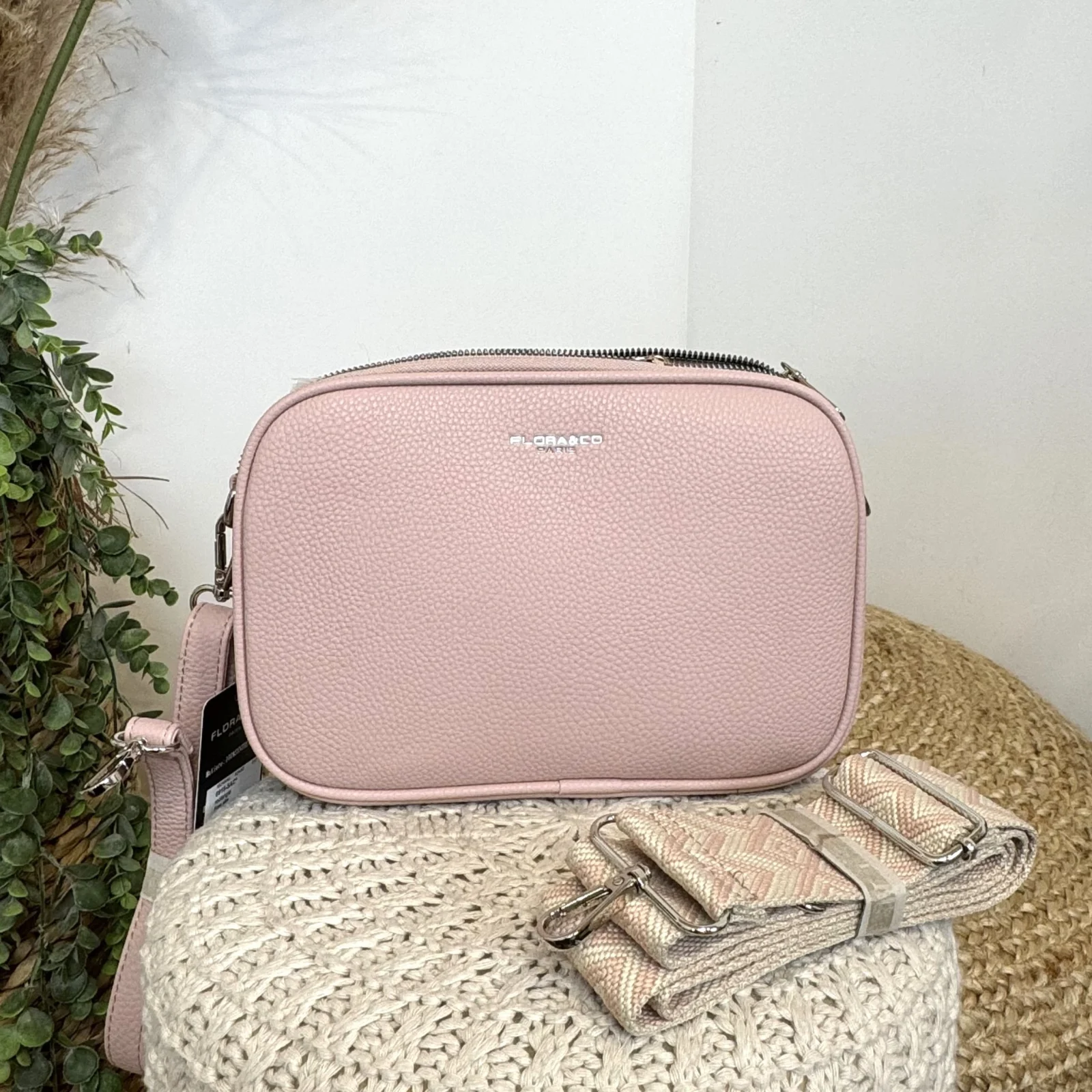 P426- Sac 3 poches Flora&Co - rose-pale - sans-taille