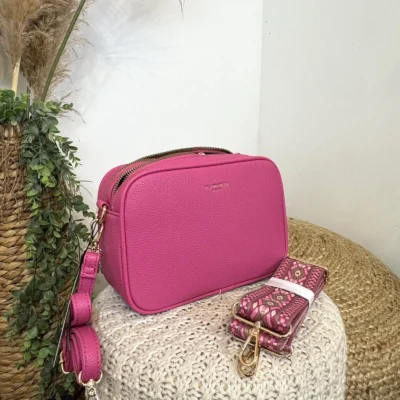 P426- Sac 3 poches Flora&Co - fuchsia - sans-taille