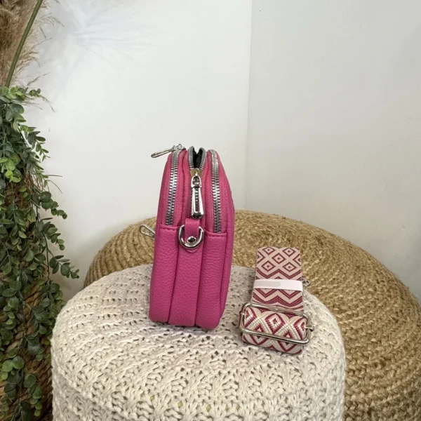 P426- Sac 3 poches Flora&Co - fuchsia - sans-taille