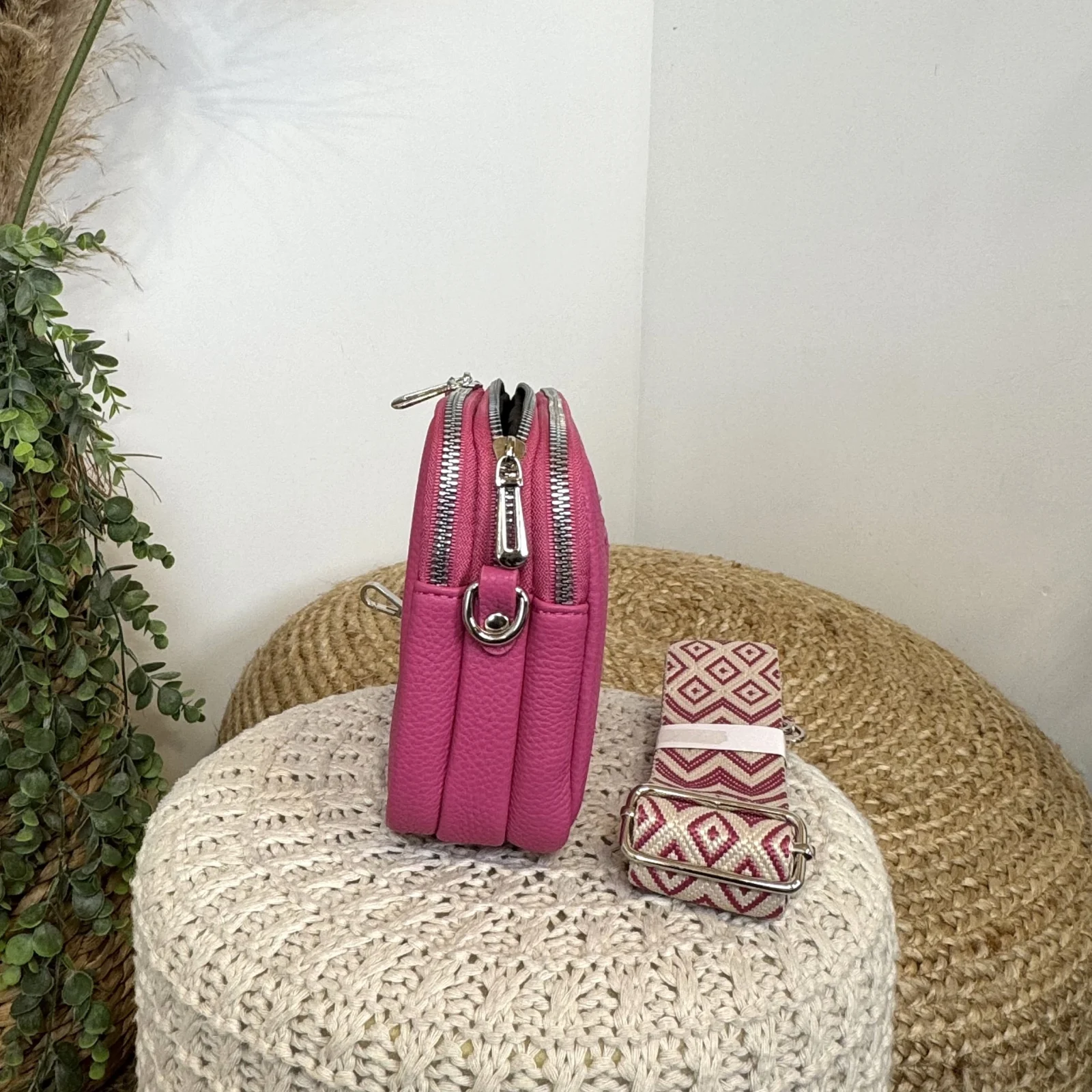P426- Sac 3 poches Flora&Co - fuchsia - sans-taille