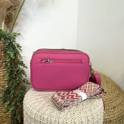 P426- Sac 3 poches Flora&Co - fuchsia - sans-taille