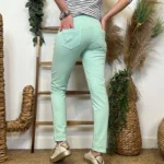 Jogging femme coupe droite poches zippées « Tendance » - vert-menthe - 44