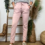 Jogging femme coupe droite poches zippées « Tendance » - rose-pale - 44