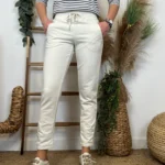 Jogging femme coupe droite poches zippées « Tendance » - beige - 44