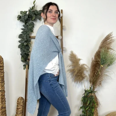 I943 - Poncho fil argenté (TU) - bleu-jeans - taille-unique