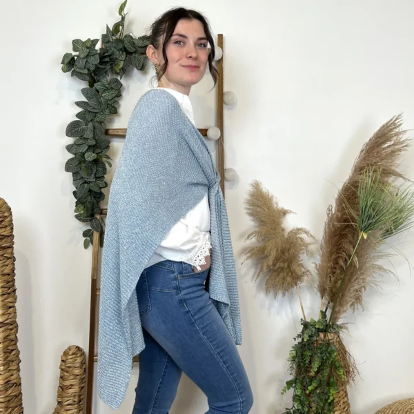 I943 - Poncho fil argenté (TU) - bleu-jeans - taille-unique