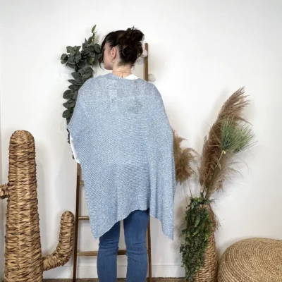 I943 - Poncho fil argenté (TU) - bleu-jeans - taille-unique