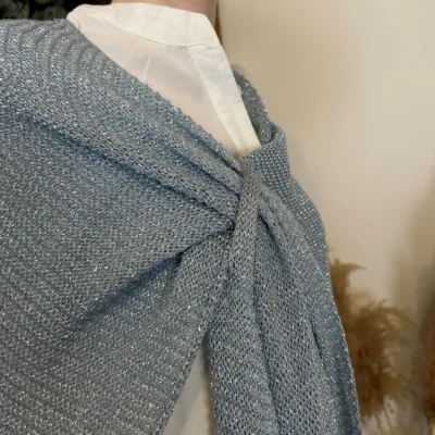 I943 - Poncho fil argenté (TU) - bleu-jeans - taille-unique