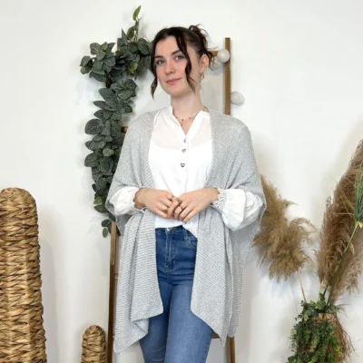 I943 - Poncho fil argenté (TU) - gris - taille-unique