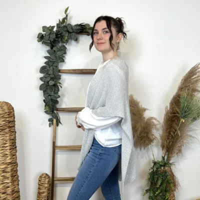 I943 - Poncho fil argenté (TU) - gris - taille-unique