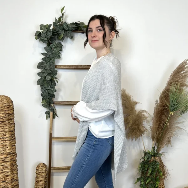 I943 - Poncho fil argenté (TU) - gris - taille-unique