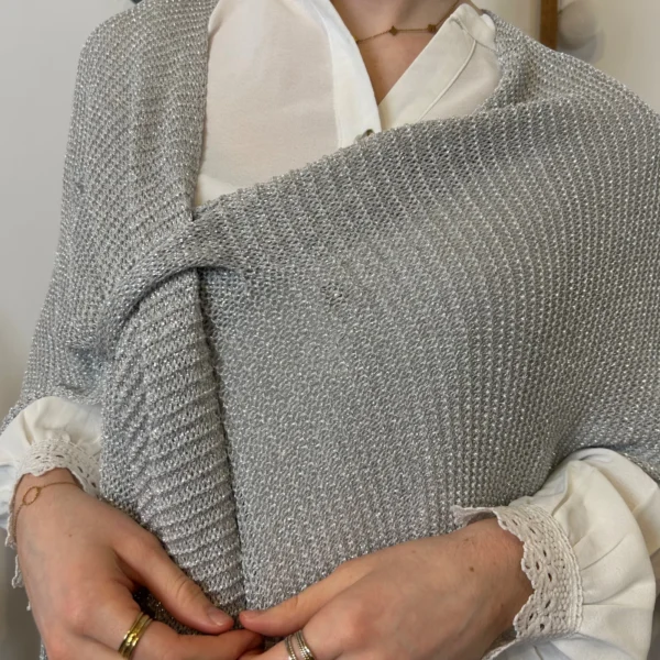 I943 - Poncho fil argenté (TU) - gris - taille-unique