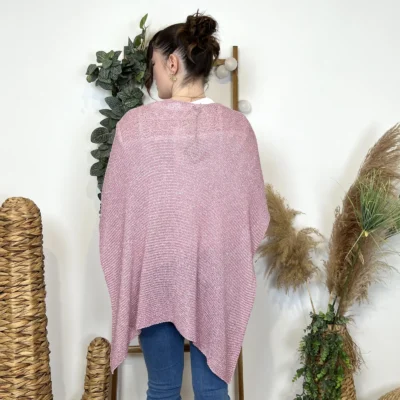 I943 - Poncho fil argenté (TU) - rose-pale - taille-unique