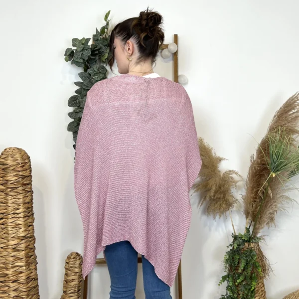 I943 - Poncho fil argenté (TU) - rose-pale - taille-unique