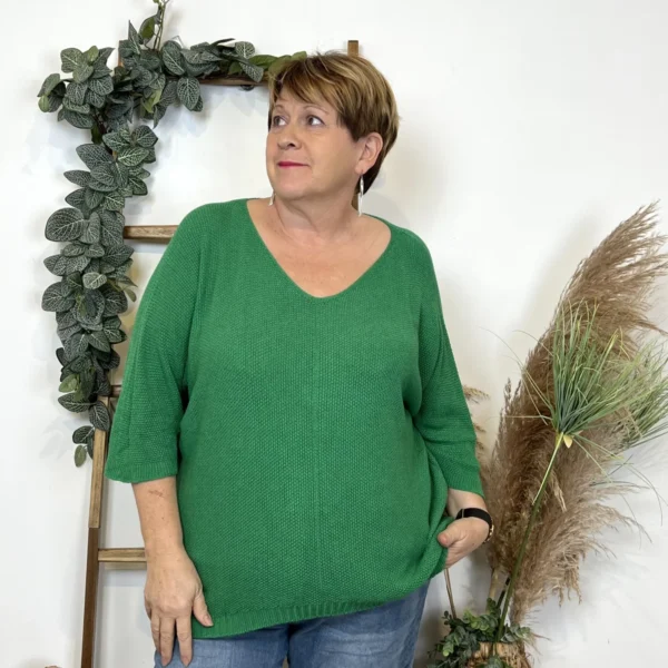 Z163- Pull Nid d'Abeille (Gt) 🇮🇹 - vert-bresil - taille-unique-grande-taille