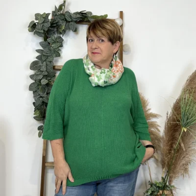 Z163- Pull Nid d'Abeille (Gt) 🇮🇹 - vert-bresil - taille-unique-grande-taille