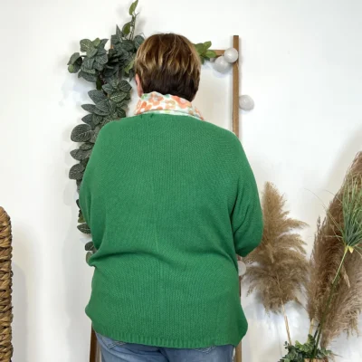 Z163- Pull Nid d'Abeille (Gt) 🇮🇹 - vert-bresil - taille-unique-grande-taille