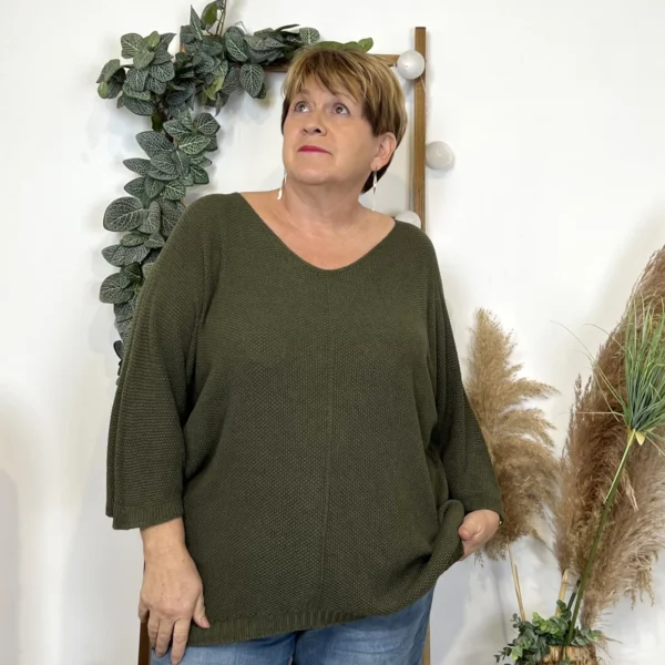 Z163- Pull Nid d'Abeille (Gt) 🇮🇹 - kaki - taille-unique-grande-taille