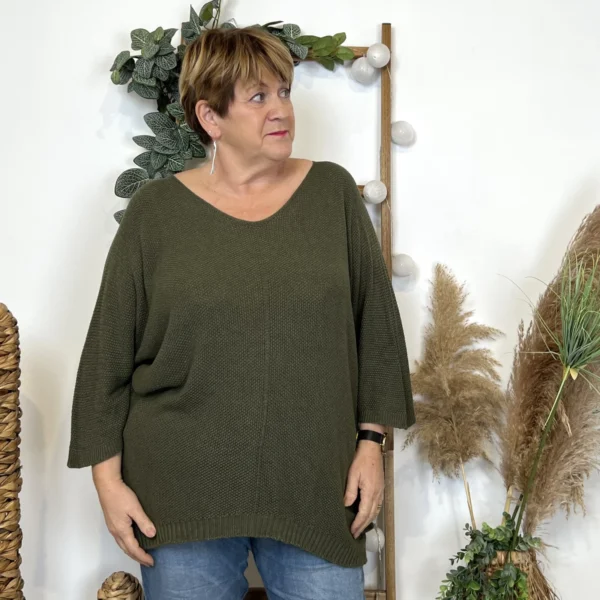 Z163- Pull Nid d'Abeille (Gt) 🇮🇹 - kaki - taille-unique-grande-taille