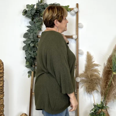 Z163- Pull Nid d'Abeille (Gt) 🇮🇹 - kaki - taille-unique-grande-taille