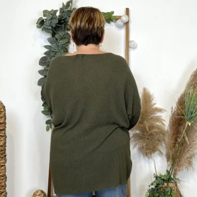 Z163- Pull Nid d'Abeille (Gt) 🇮🇹 - kaki - taille-unique-grande-taille