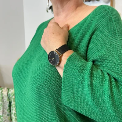 Z163- Pull Nid d'Abeille (Gt) 🇮🇹 - vert-bresil - taille-unique-grande-taille