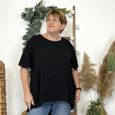 Z138- Tunique dos plissé (Gt) - noir - taille-unique-grande-taille