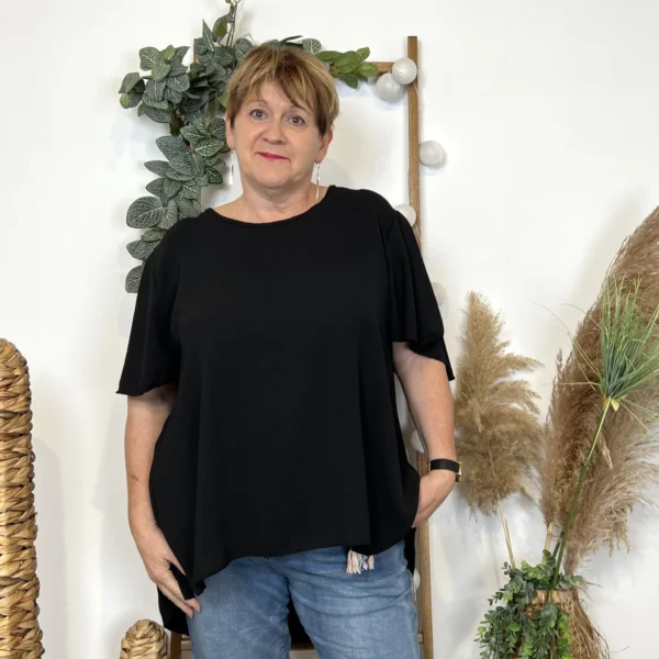 Z138- Tunique dos plissé (Gt) - noir - taille-unique-grande-taille