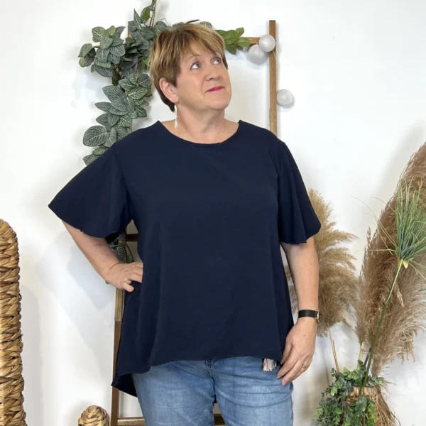 Z138- Tunique dos plissé (Gt) - marine - taille-unique-grande-taille