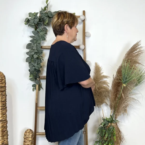 Z138- Tunique dos plissé (Gt) - marine - taille-unique-grande-taille