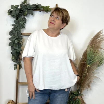 Z138- Tunique dos plissé (Gt) - blanc - taille-unique-grande-taille
