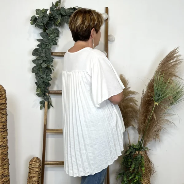 Z138- Tunique dos plissé (Gt) - blanc - taille-unique-grande-taille