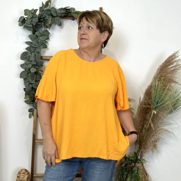 Z138- Tunique dos plissé (Gt) - orange - taille-unique-grande-taille
