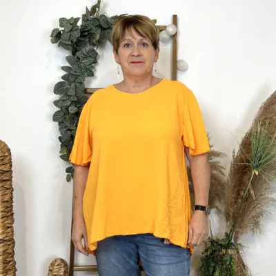 Z138- Tunique dos plissé (Gt) - orange - taille-unique-grande-taille