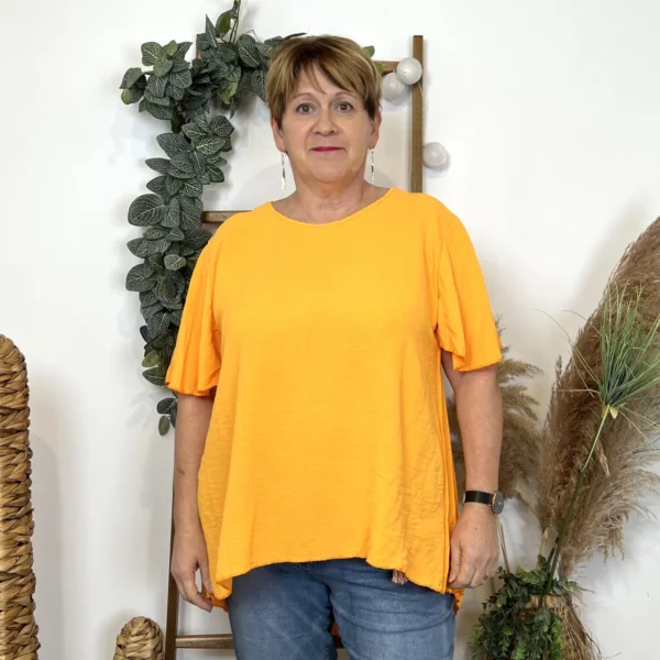 Z138- Tunique dos plissé (Gt) - orange - taille-unique-grande-taille