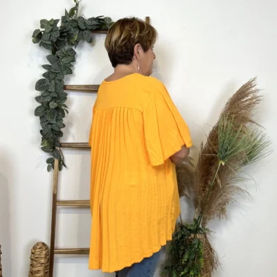 Z138- Tunique dos plissé (Gt) - orange - taille-unique-grande-taille