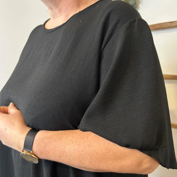 Z138- Tunique dos plissé (Gt) - noir - taille-unique-grande-taille