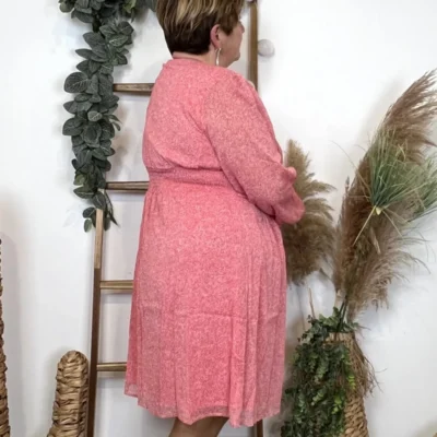 L0650- Robe trapèze bicolore (T40-T48) - rose-pale - 48