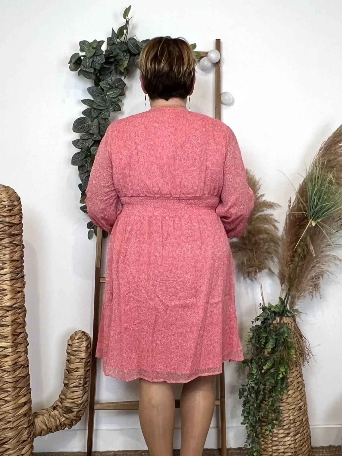 L0650- Robe trapèze bicolore (T40-T48) - rose-pale - 48